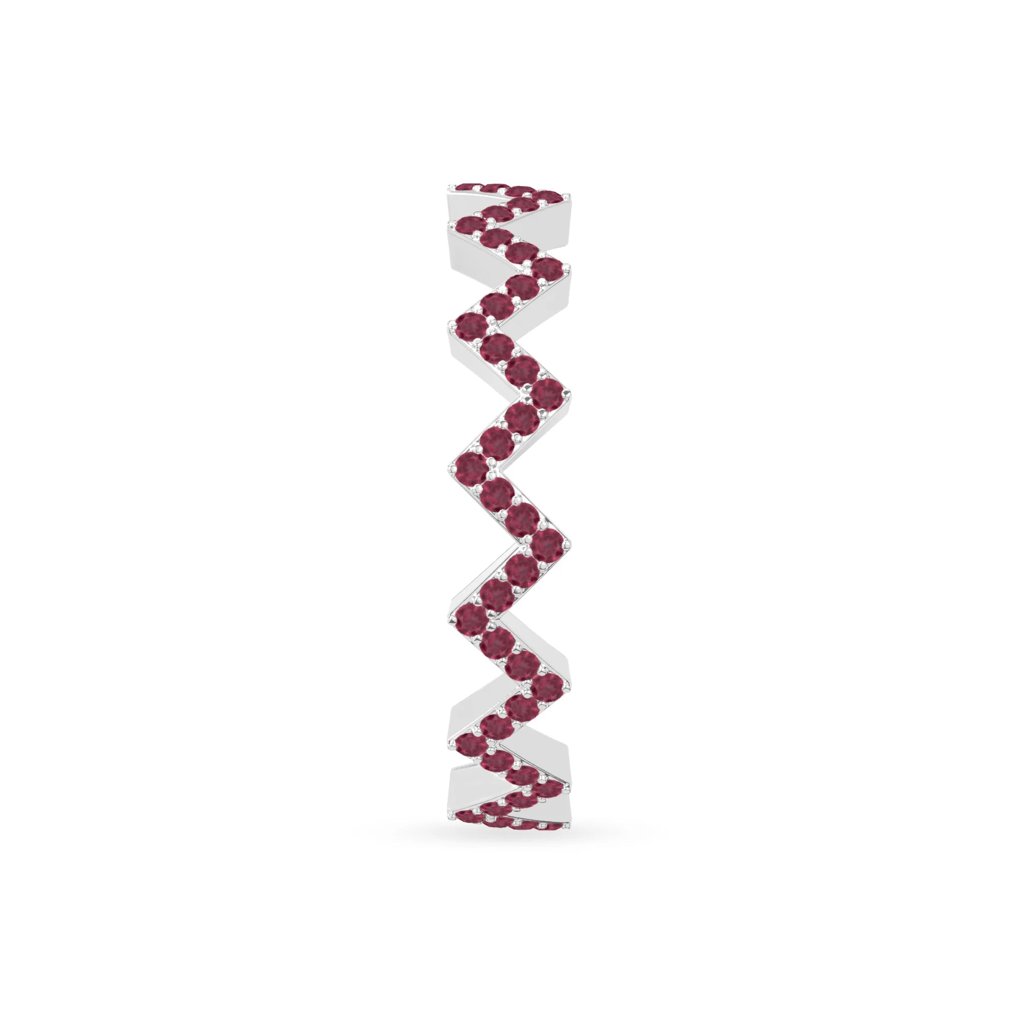 natural ruby zig-zag wedding band rings in sterling silver 
