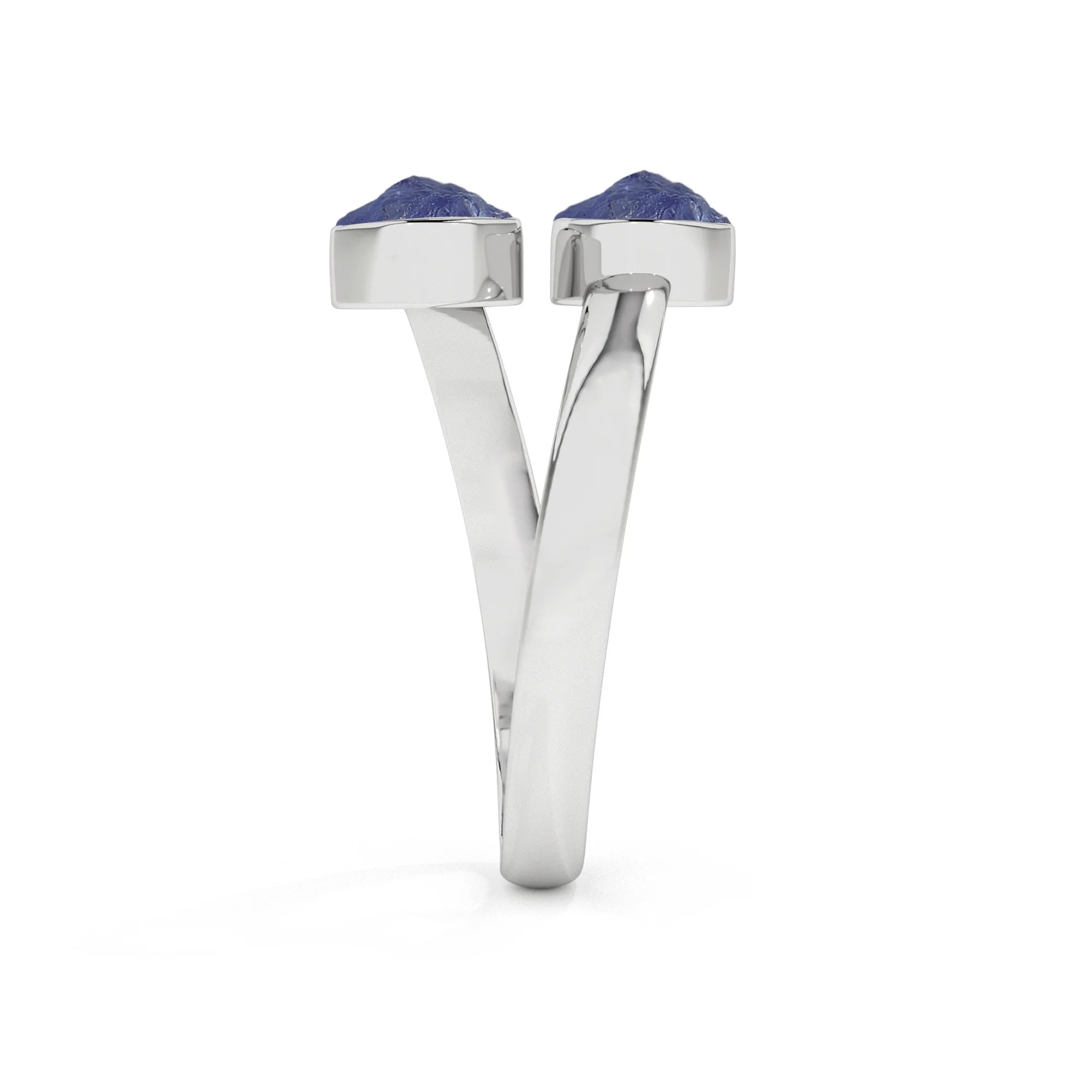 tanzanite rough shape stackable bezel-set ring