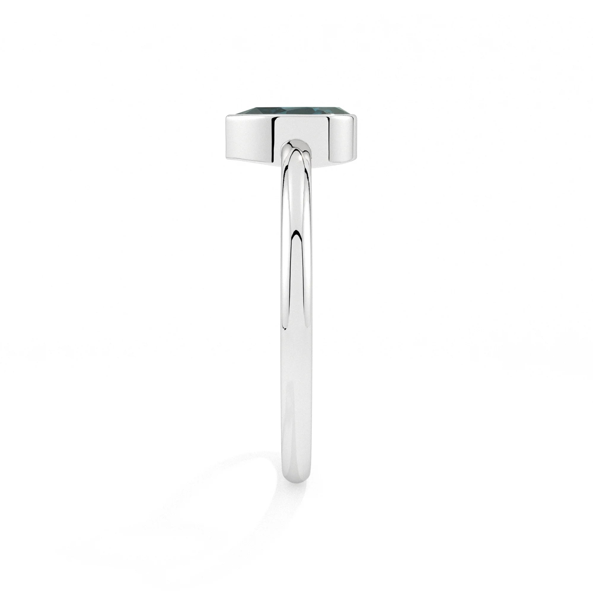 london blue topaz pear cut stackable bezel-set ring