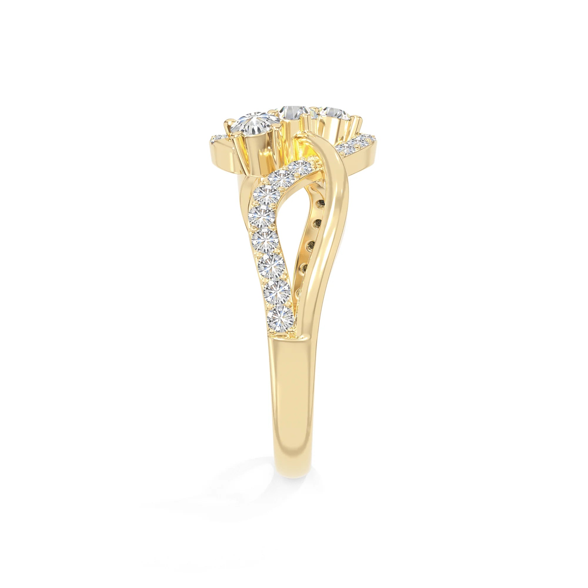 natural moissanite infinity promise rings in yellow gold vermeil