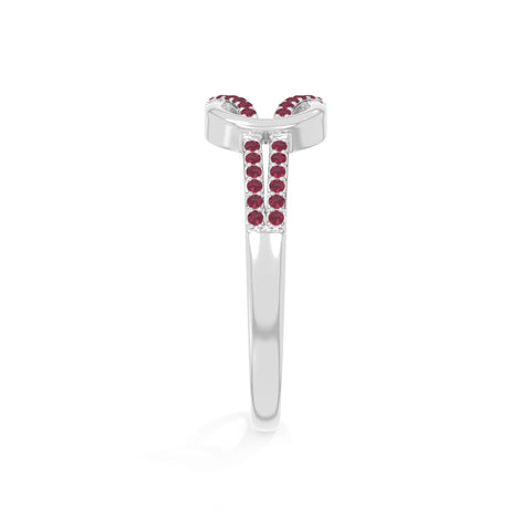 natural ruby infinity knot promise rings in sterling silver 