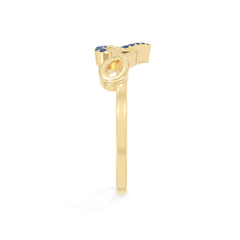 natural blue sapphire infinity heart promise rings in yellow gold vermeil