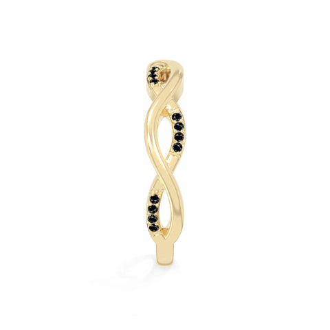 natural black onyx twisted wedding band rings in yellow gold vermeil