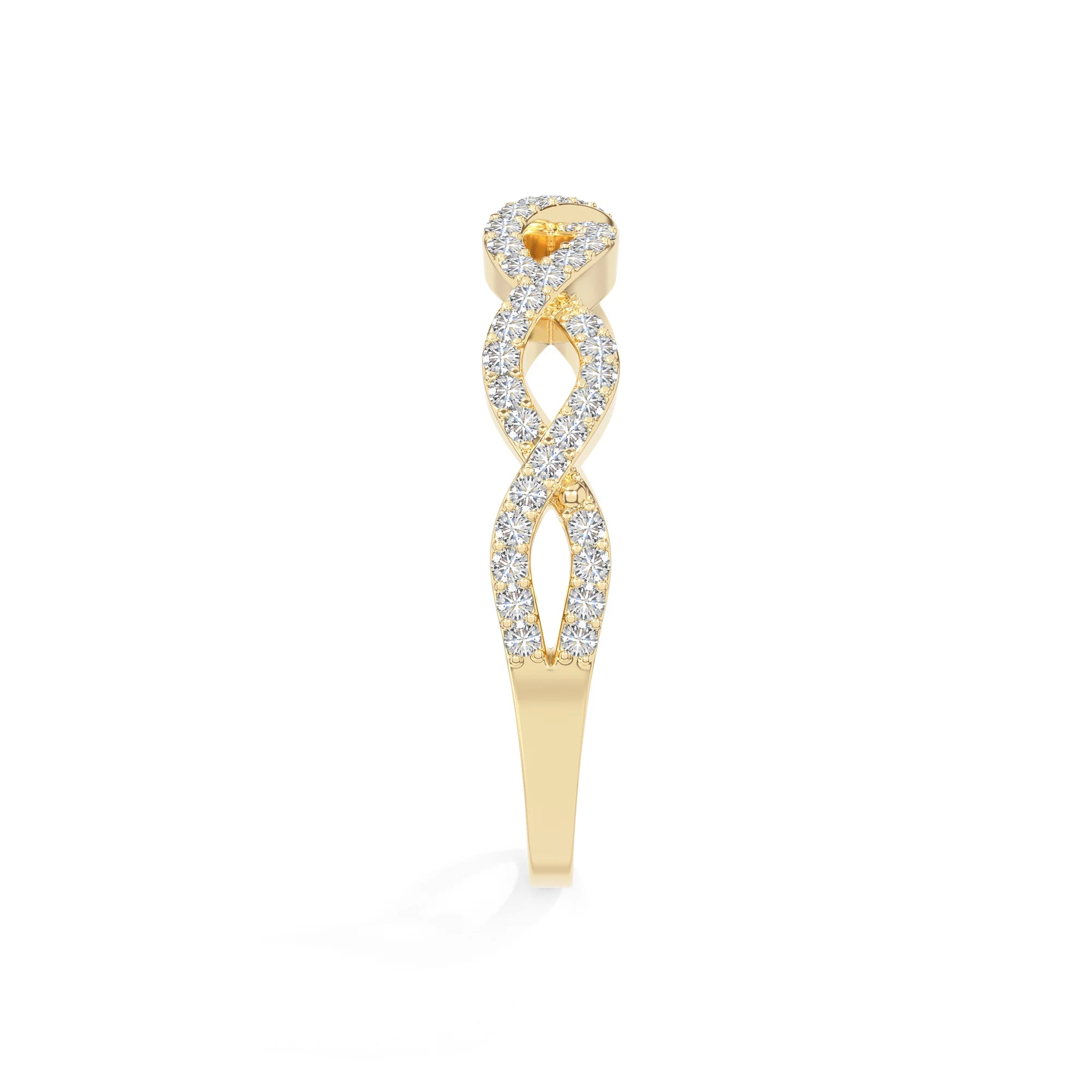 natural moissanite twisted wedding band rings in yellow gold vermeil