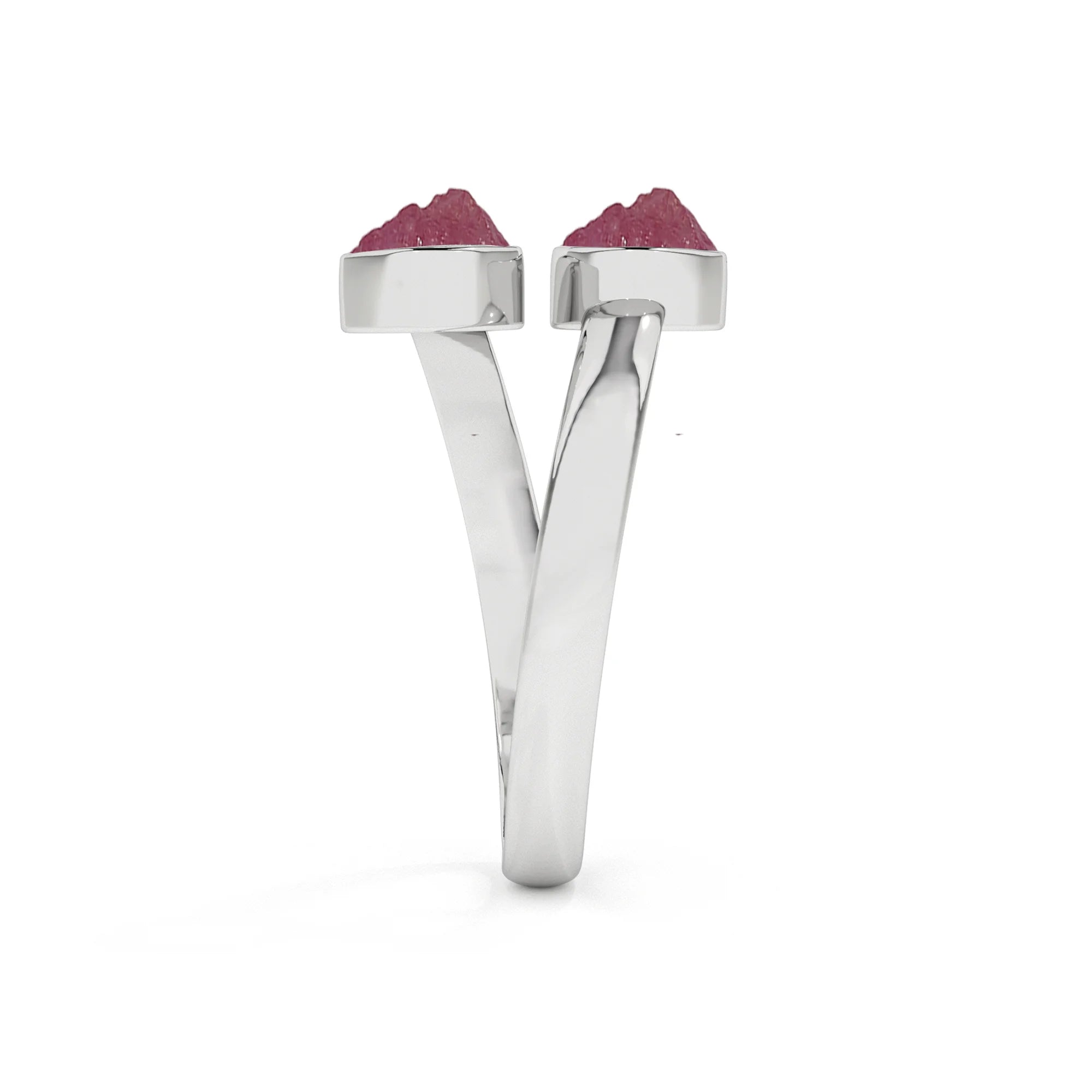 ruby rough shape stackable bezel-set ring