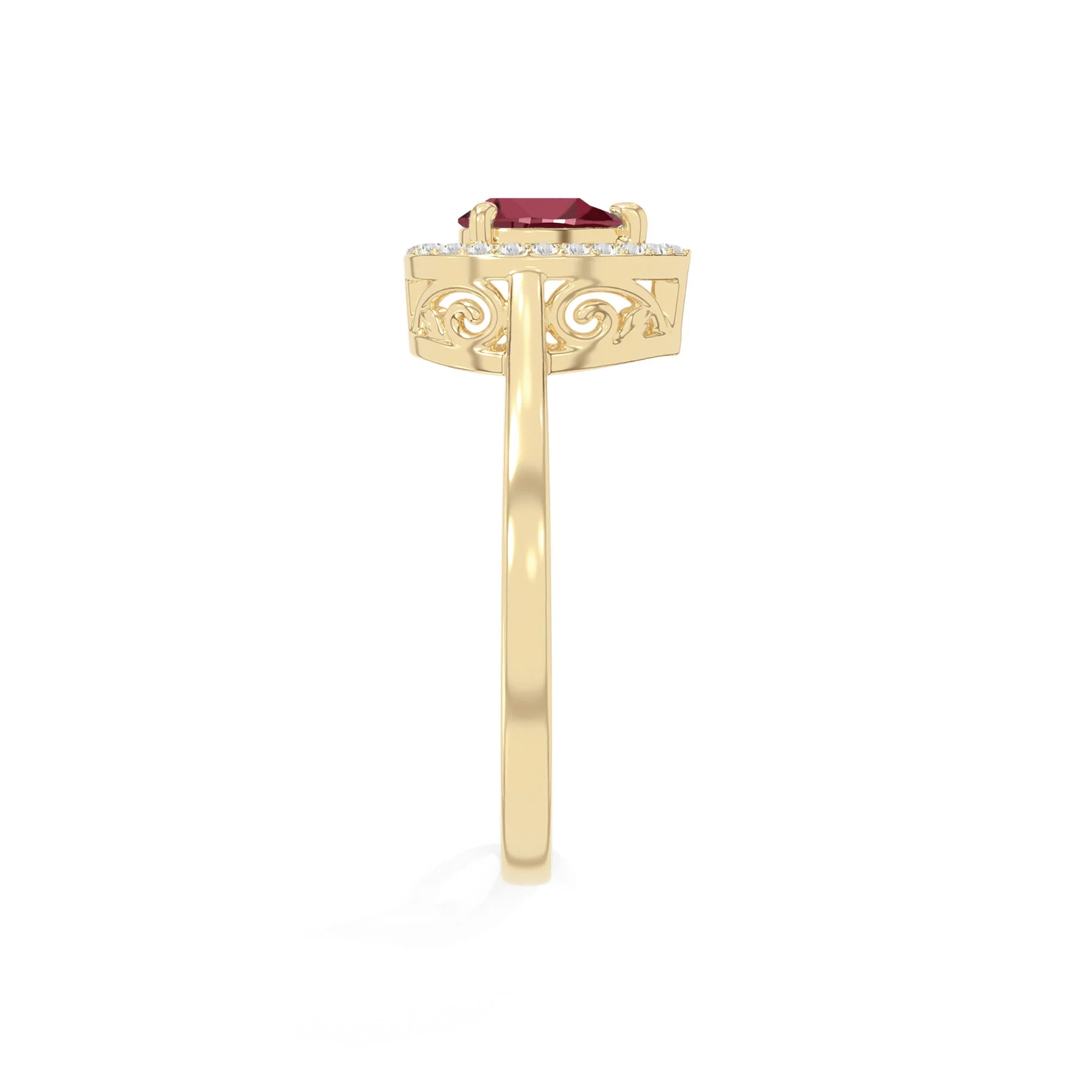 natural ruby solitaire halo engagement rings in yellow gold vermeil