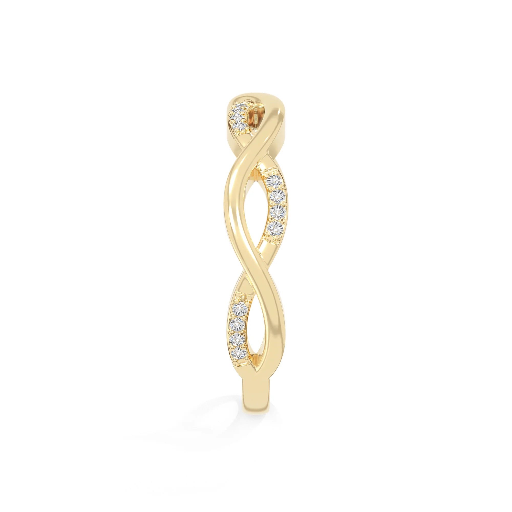 natural moissanite twisted wedding band rings in yellow gold vermeil