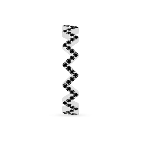 natural black onyx zig-zag wedding band rings in sterling silver 
