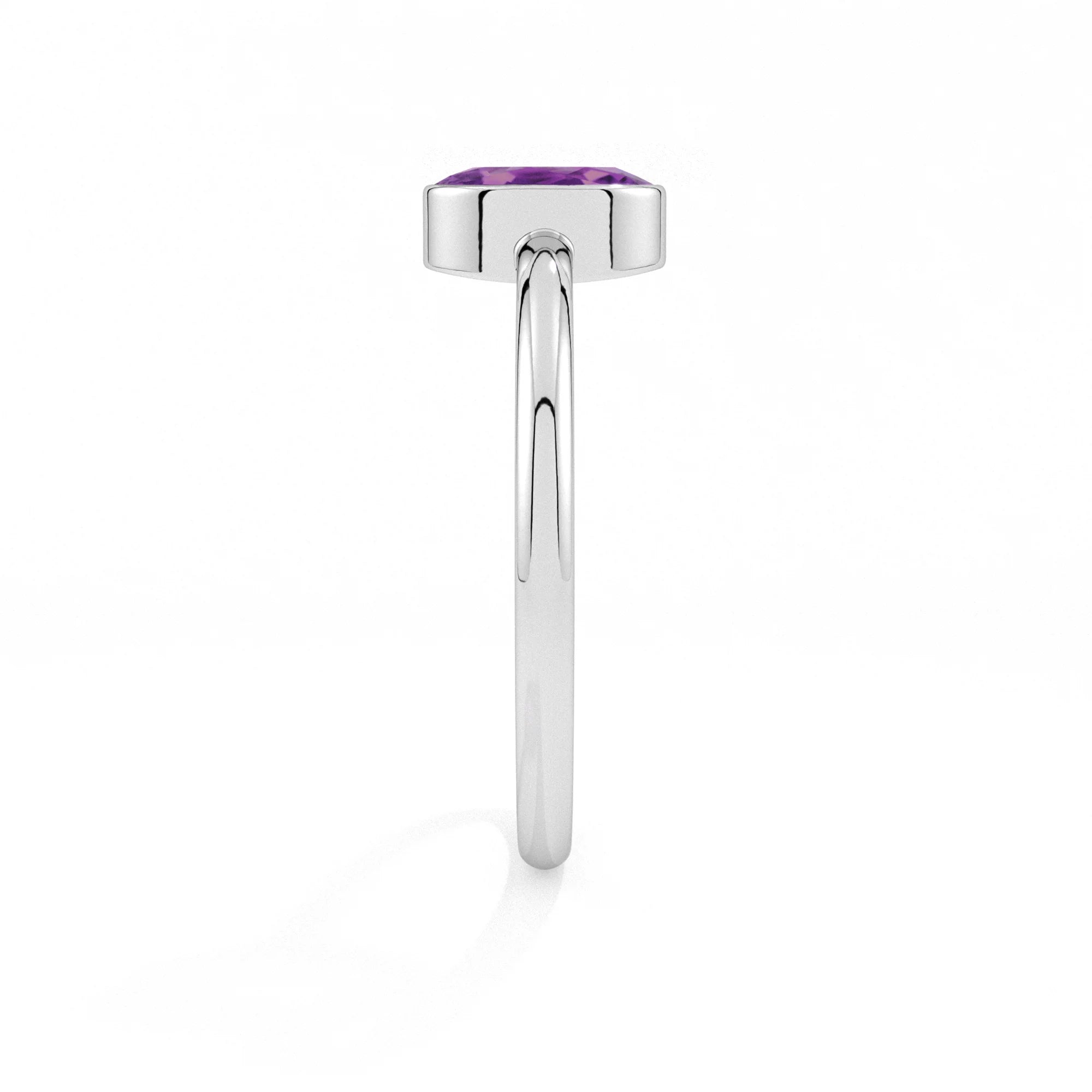 amethyst oval cut stackable bezel-set ring