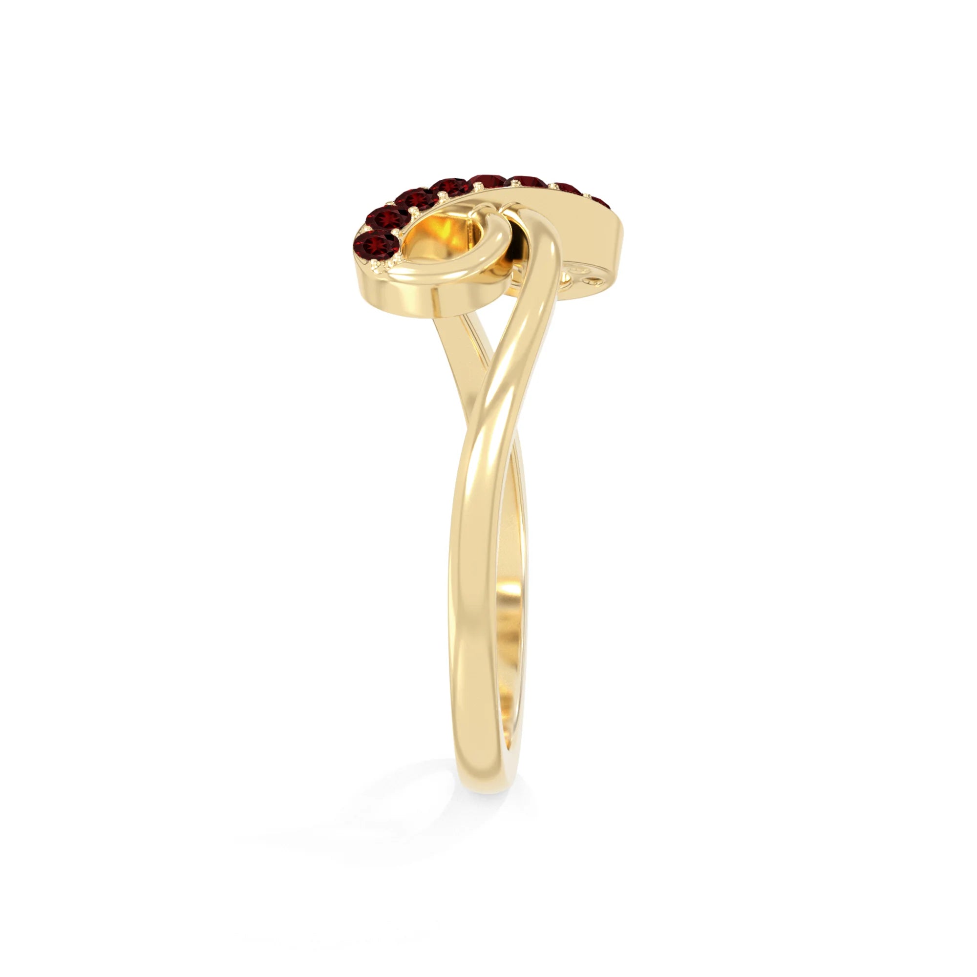 natural garnet infinity promise rings in yellow gold vermeil