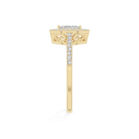 natural moissanite solitaire halo engagement rings in yellow gold vermeil