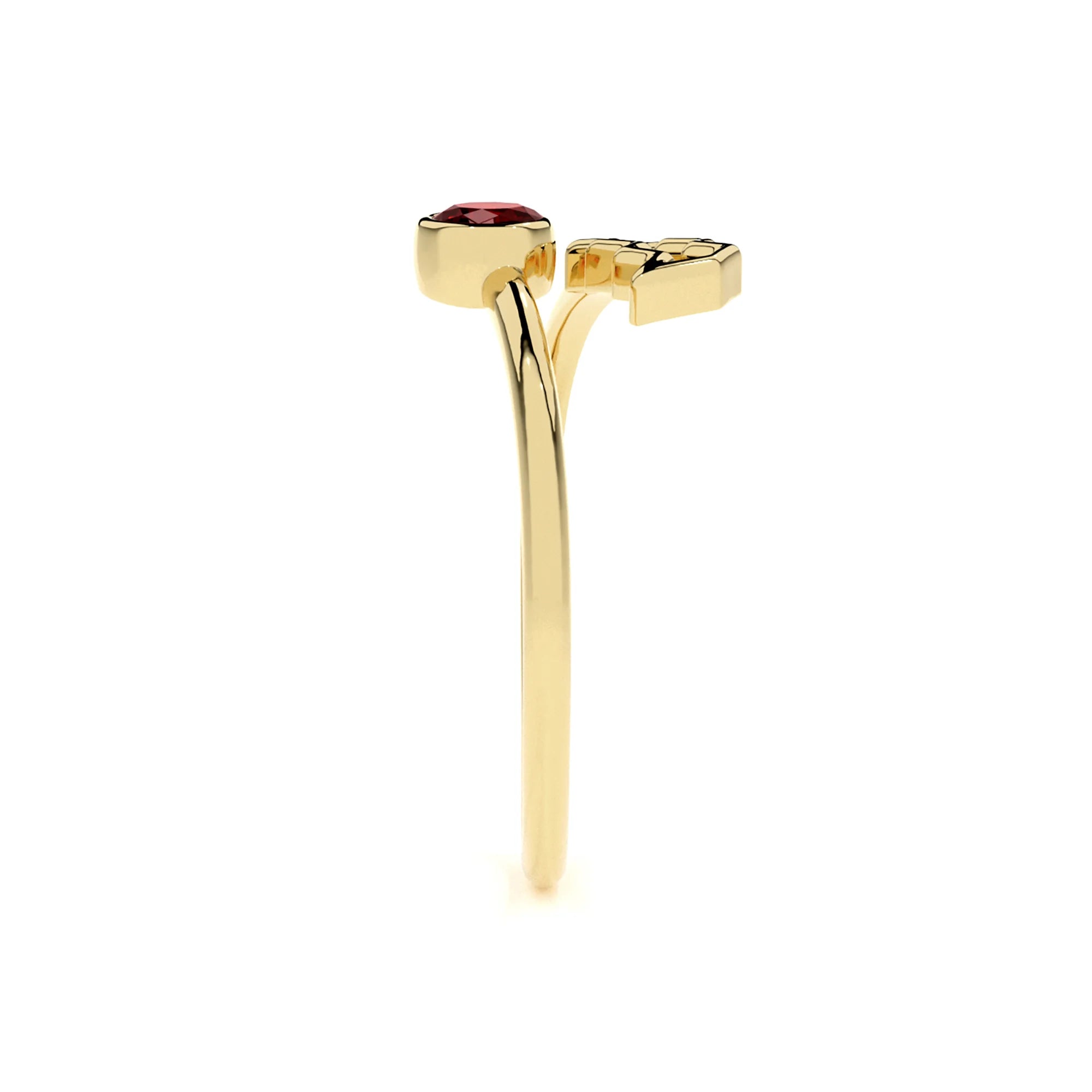 aquarius zodiac ring with natural red garnet gold vermeil