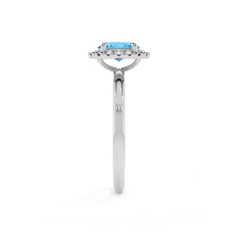 natural swiss blue topaz oval halo solitaire engagement ring