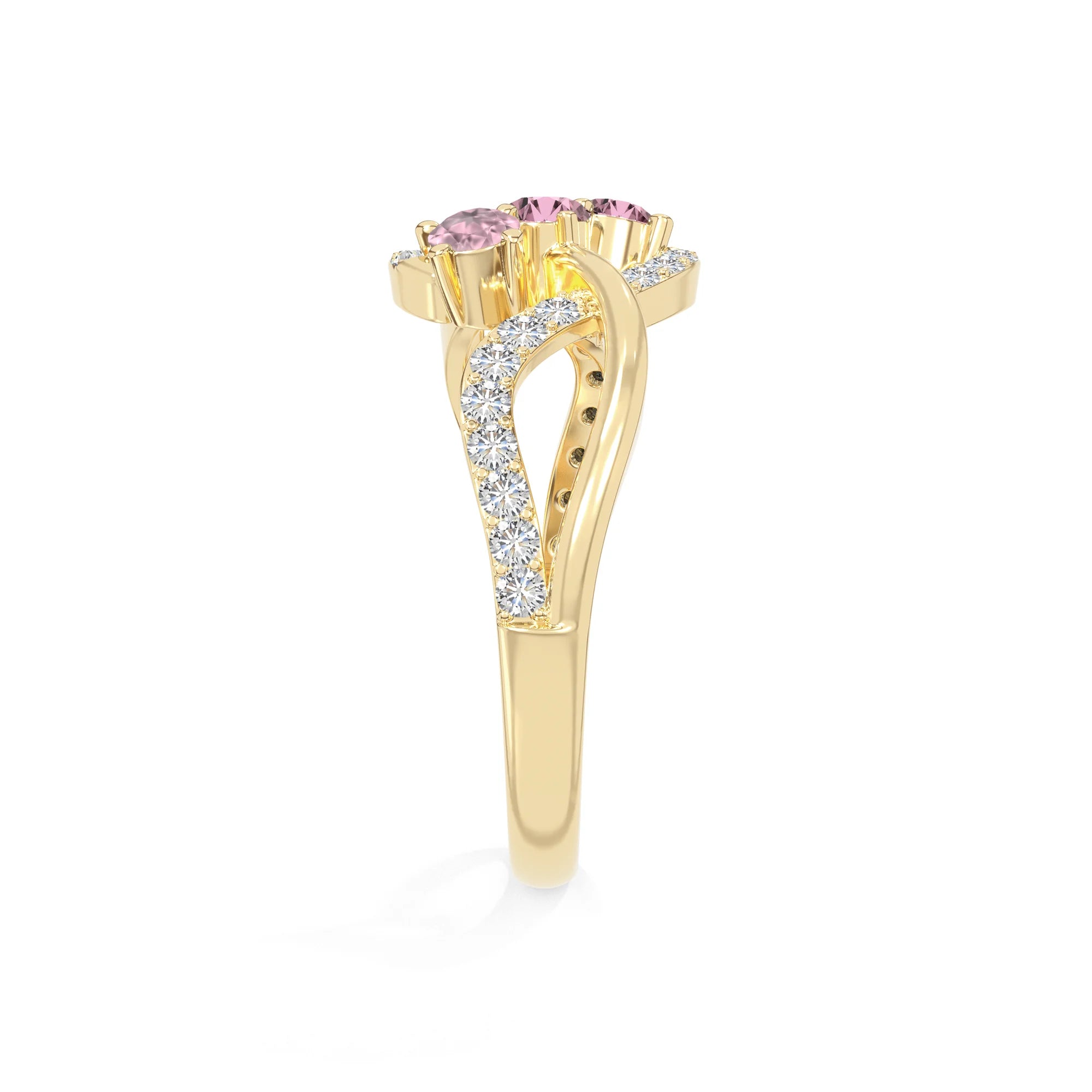 natural pink tourmaline infinity promise rings in yellow gold vermeil