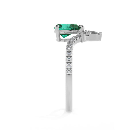 lab-grown emerald pear solitaire engagement ring