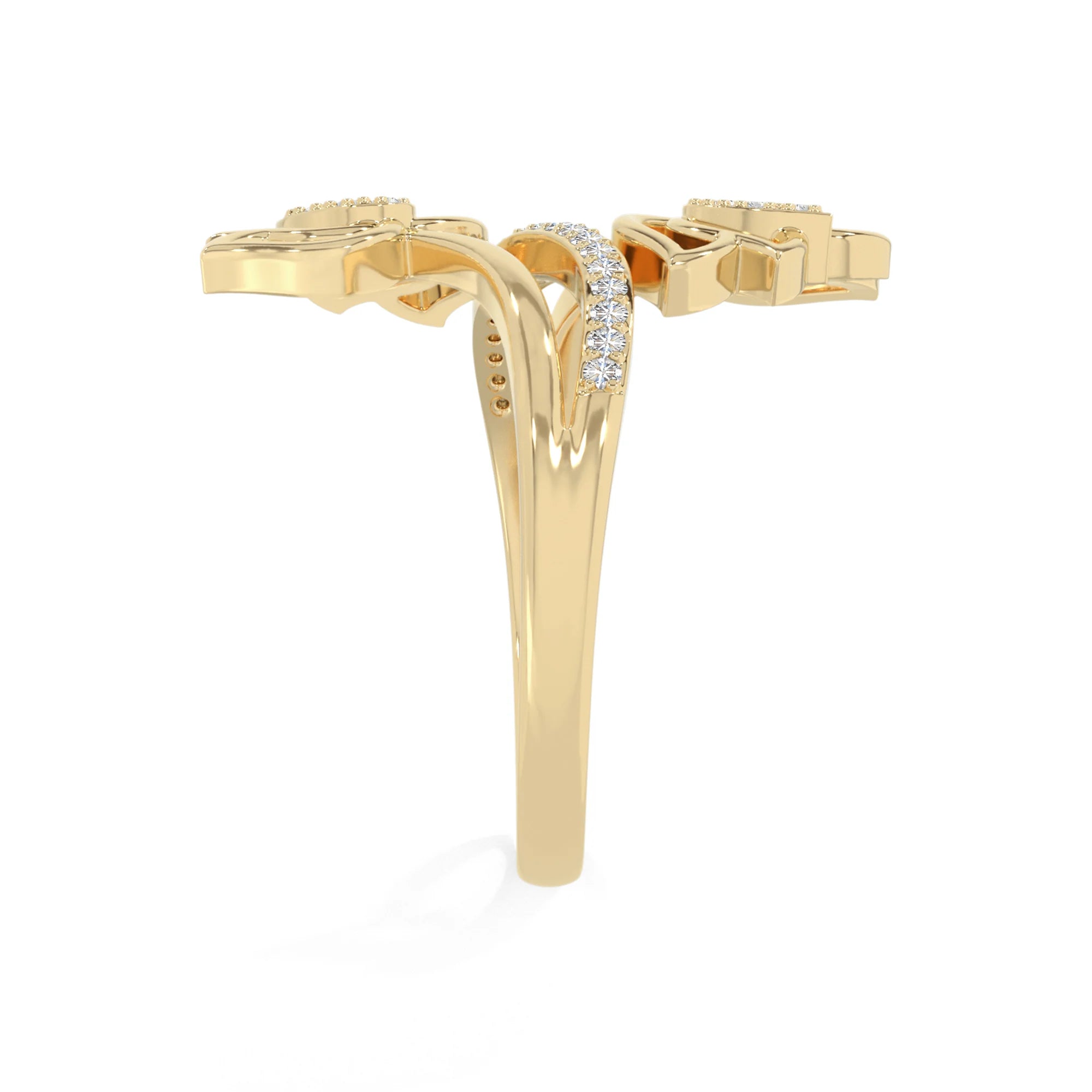 natural moissanite lotus blossom rings in yellow gold vermeil