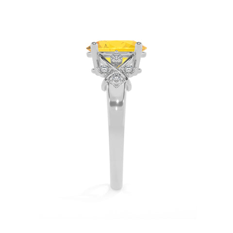 lab-grown yellow-sapphire oval criss cross solitaire engagement ring