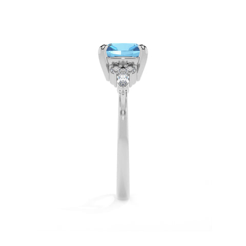 natural swiss blue topaz cushion solitaire engagement ring