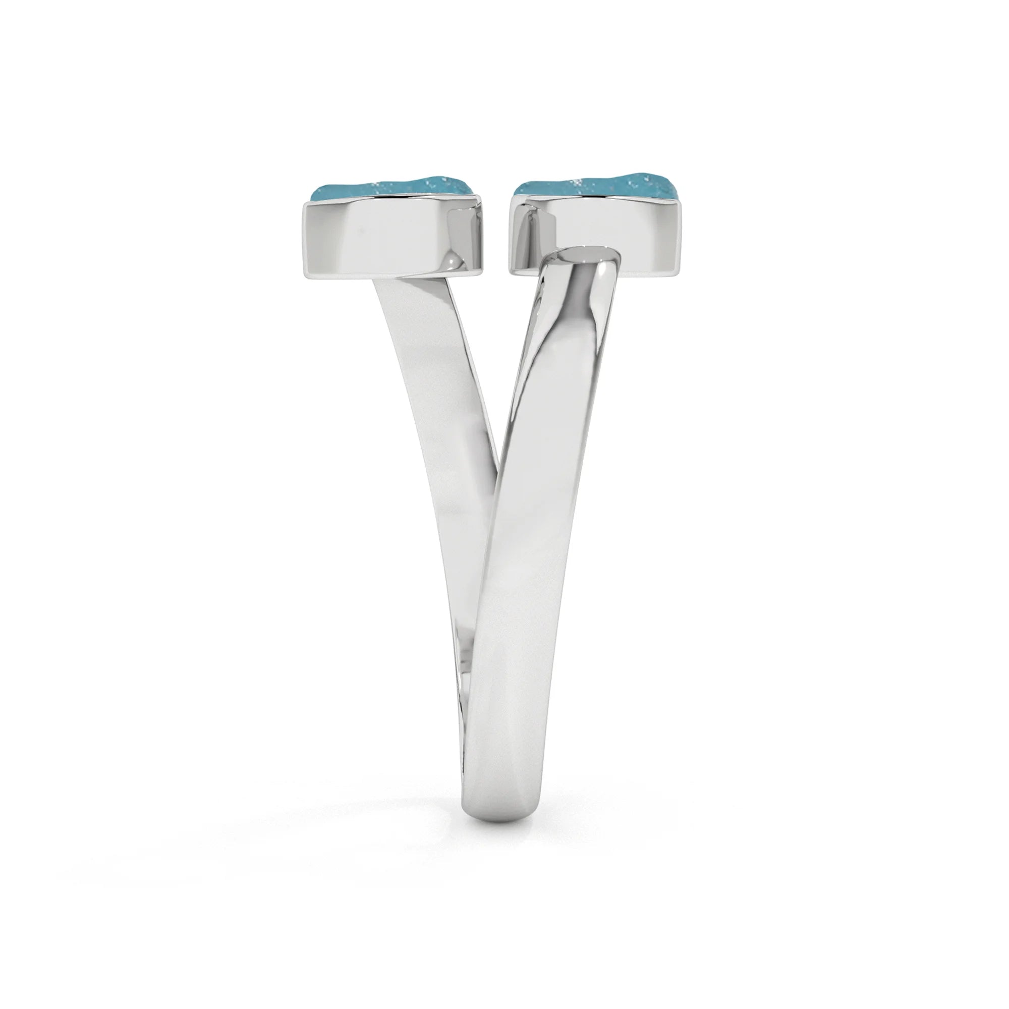 paraiba-apatite rough shape stackable bezel-set ring