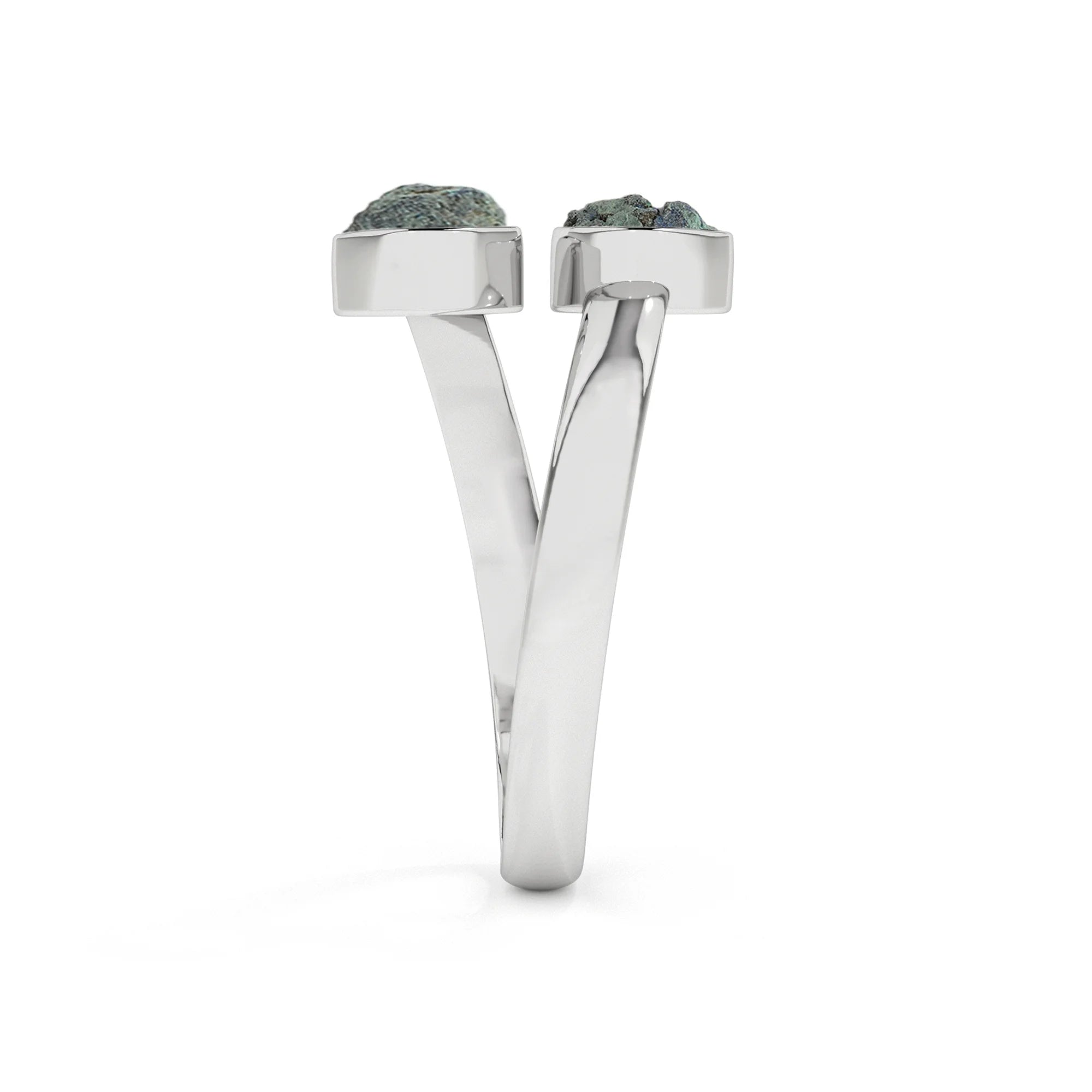 azurite-malachite rough shape stackable bezel-set ring