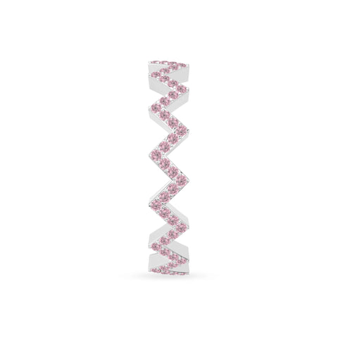 natural pink tourmaline zig-zag wedding band rings in sterling silver 
