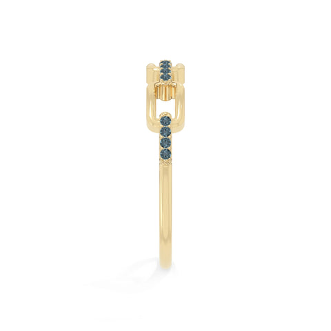 natural london blue topaz interlocking wedding band rings in yellow gold vermeil