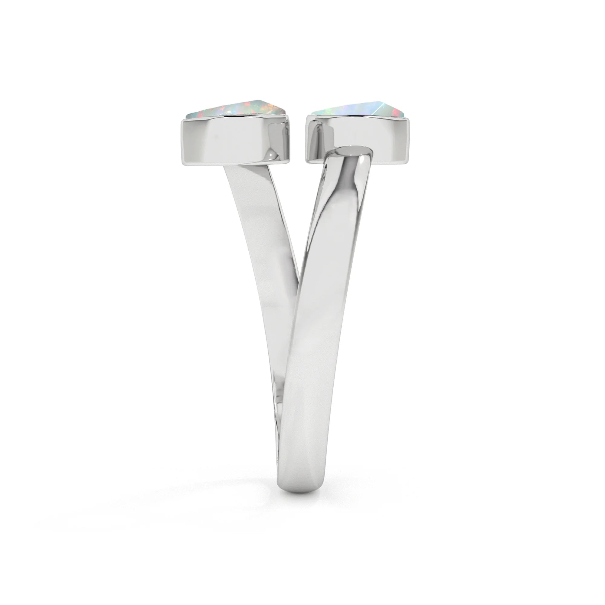 ethiopian-opal rough shape stackable bezel-set ring