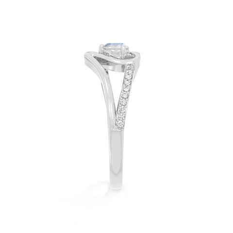 natural rainbow moonstone heart promise rings in sterling silver 