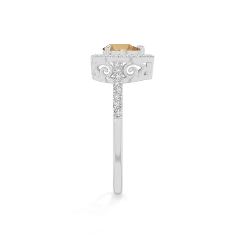 natural citrine solitaire halo engagement rings in sterling silver 
