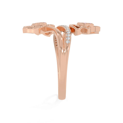 natural pink tourmaline lotus blossom rings in rose gold vermeil