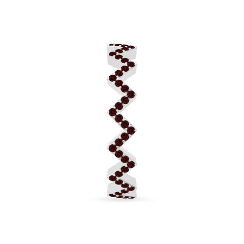 natural garnet zig-zag wedding band rings in sterling silver 