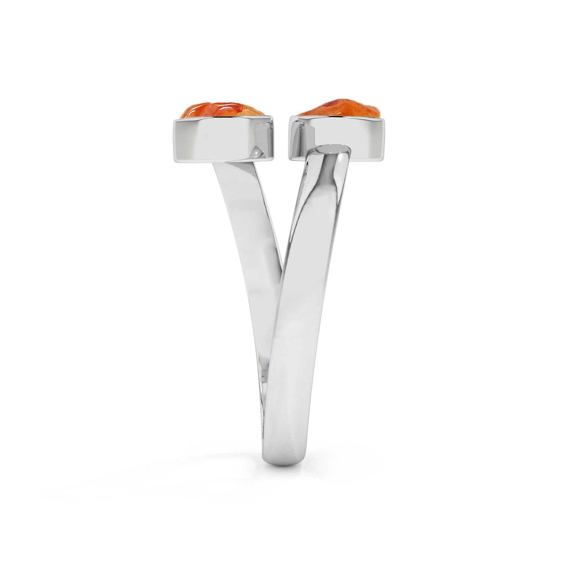 carnelian rough shape stackable bezel-set ring