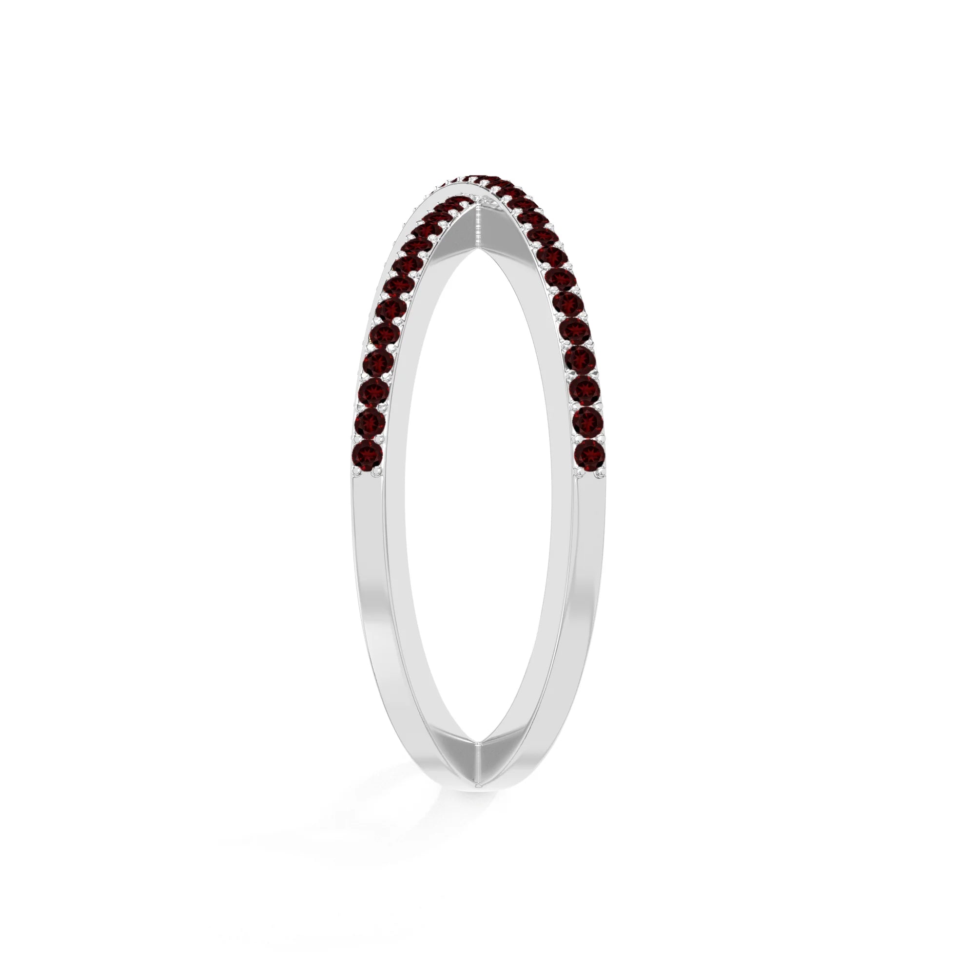 natural garnet criss cross band rings in sterling silver 