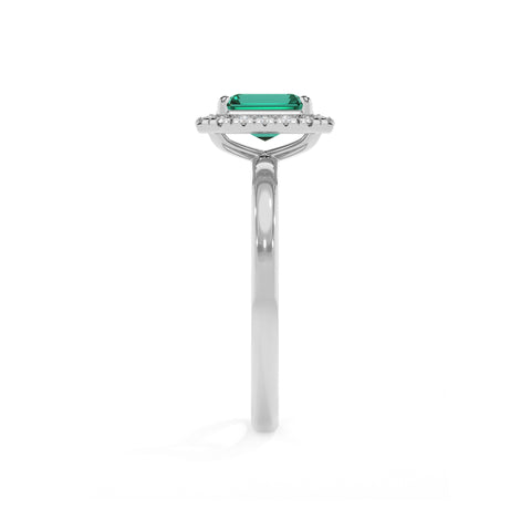 lab-grown emerald emerald halo solitaire engagement ring