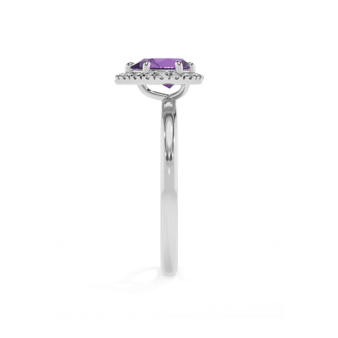 lab grown amethyst pear halo solitaire engagement ring