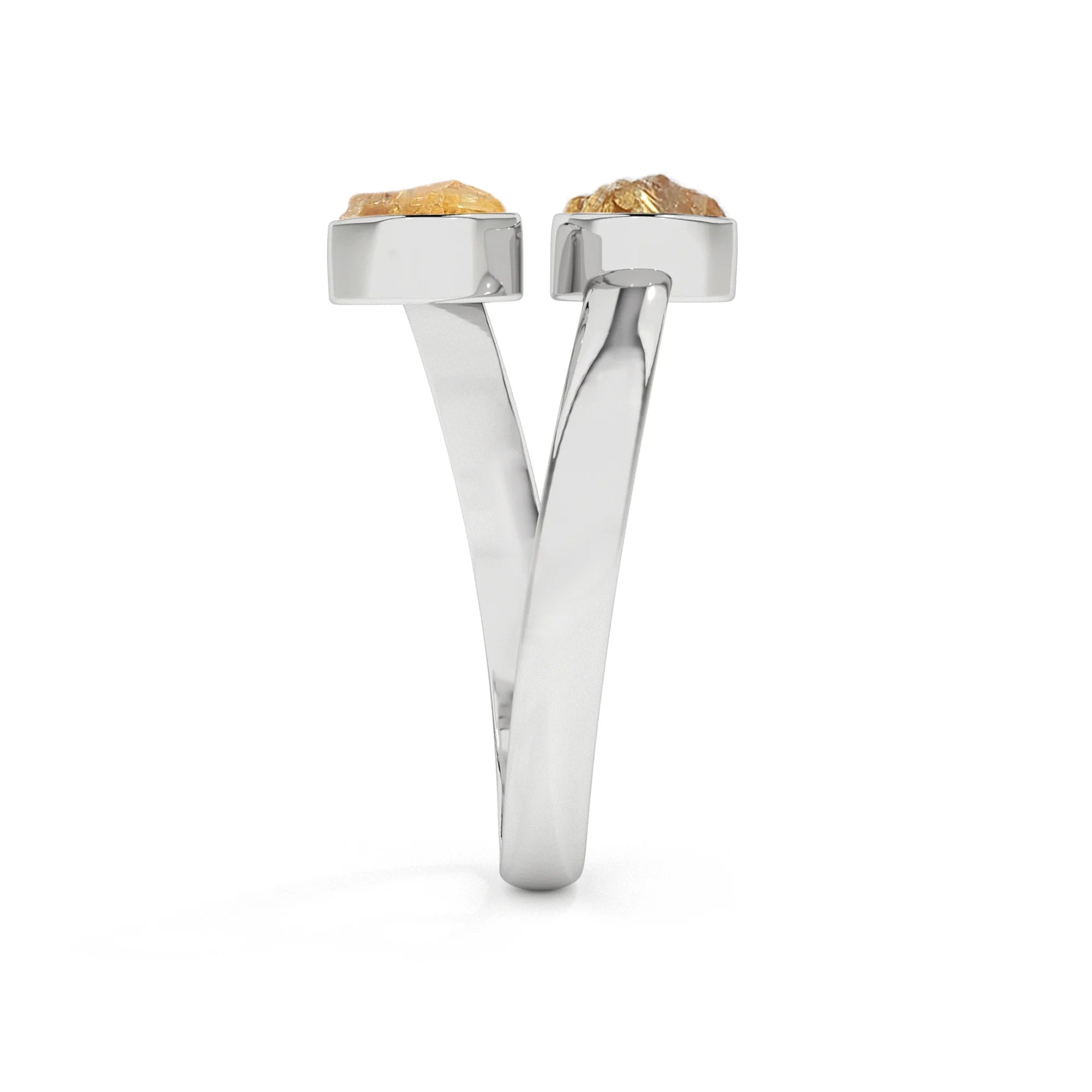 citrine rough shape stackable bezel-set ring