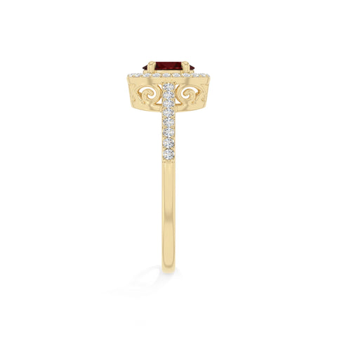 natural garnet solitaire halo engagement rings in yellow gold vermeil