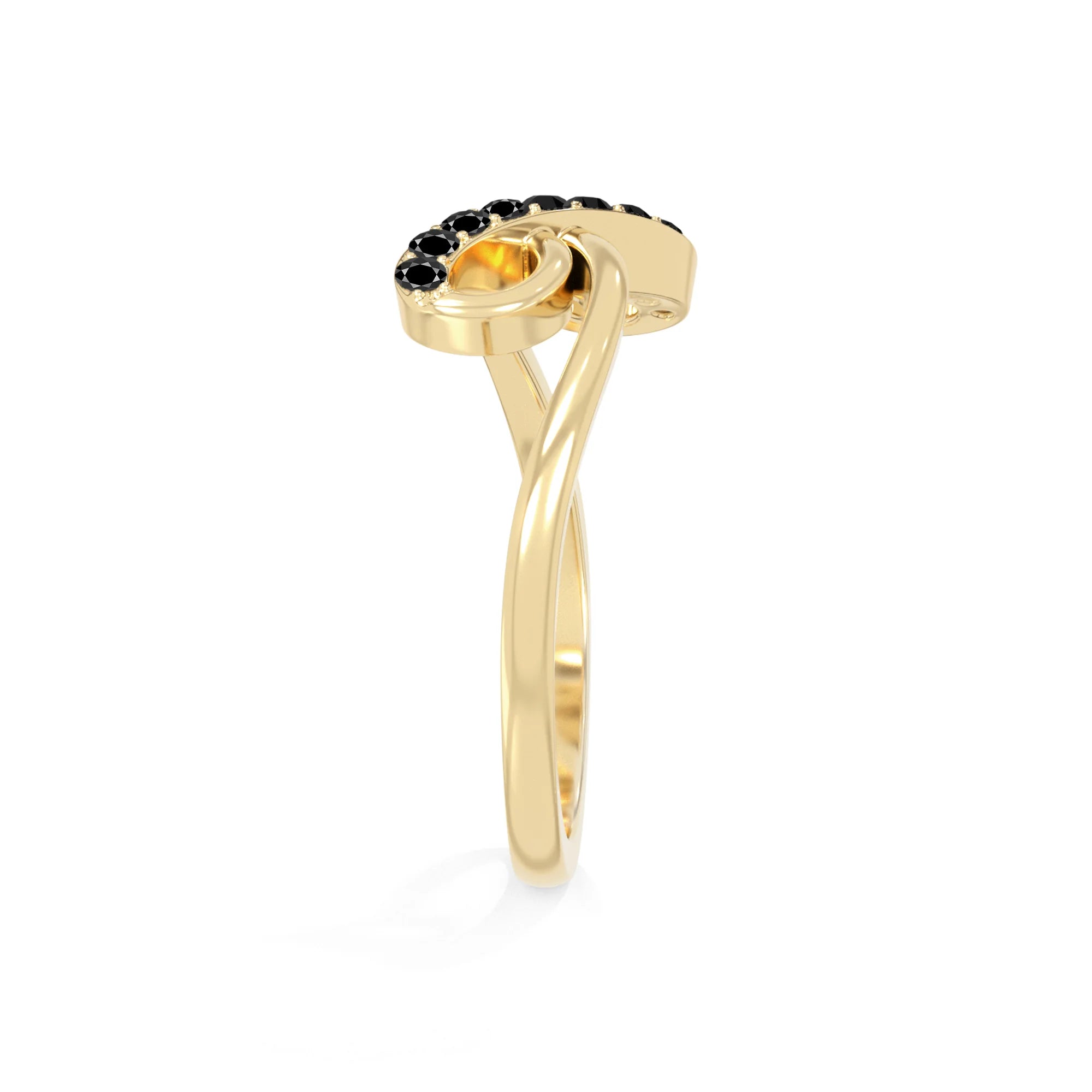 natural black onyx infinity promise rings in yellow gold vermeil