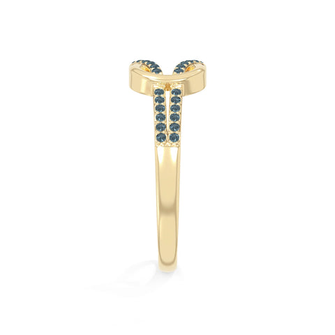 natural london blue topaz infinity knot promise rings in yellow gold vermeil