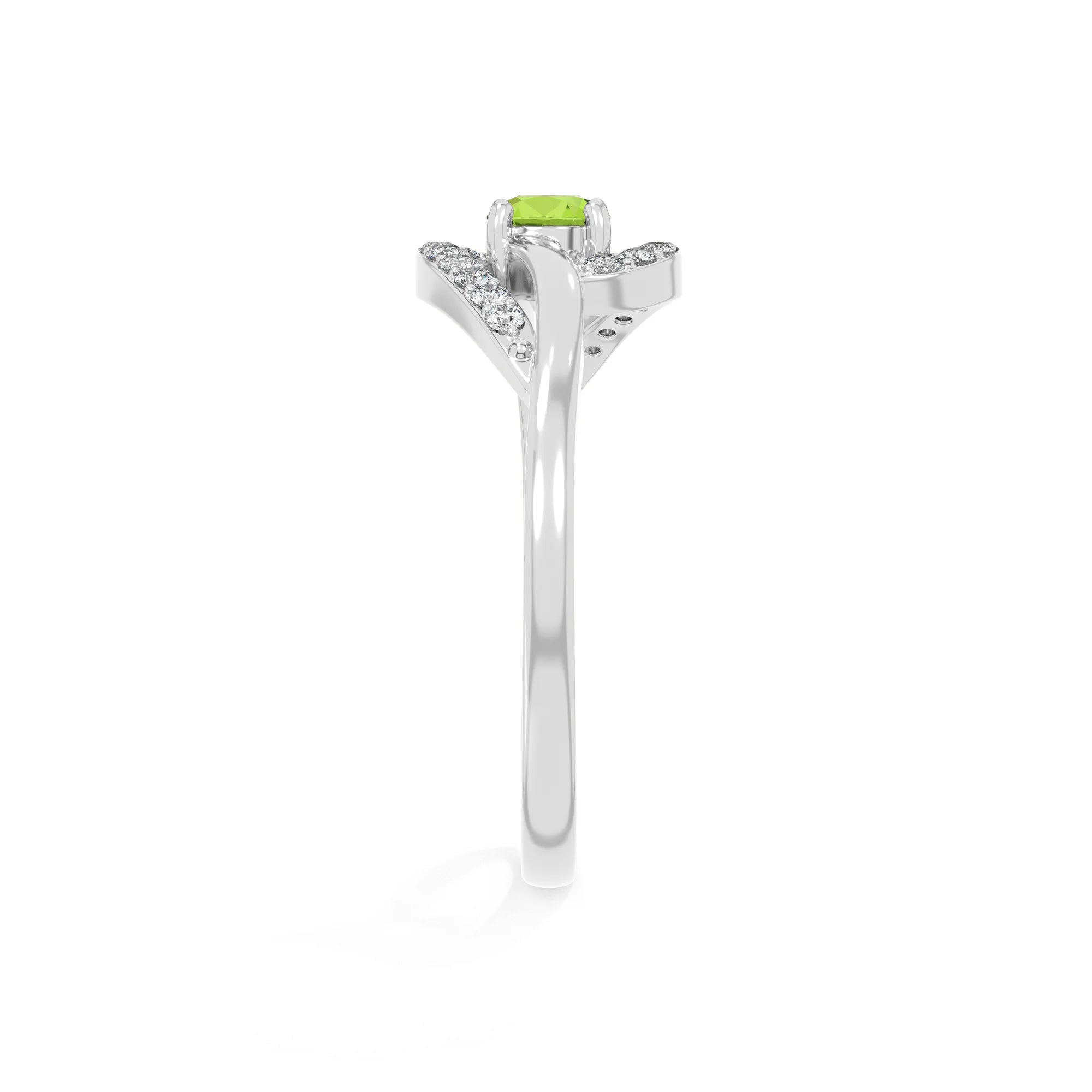 natural peridot infinity solitaire rings in sterling silver 