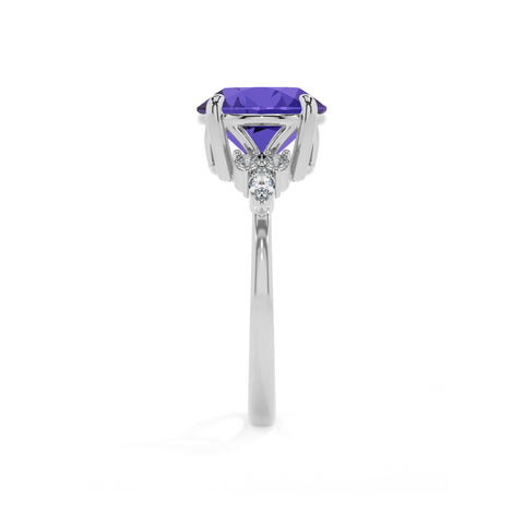 lab-grown tanzanite round solitaire engagement ring