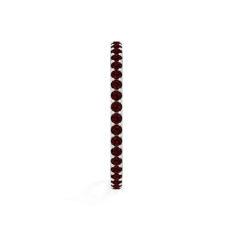 natural garnet eternity band rings in sterling silver 