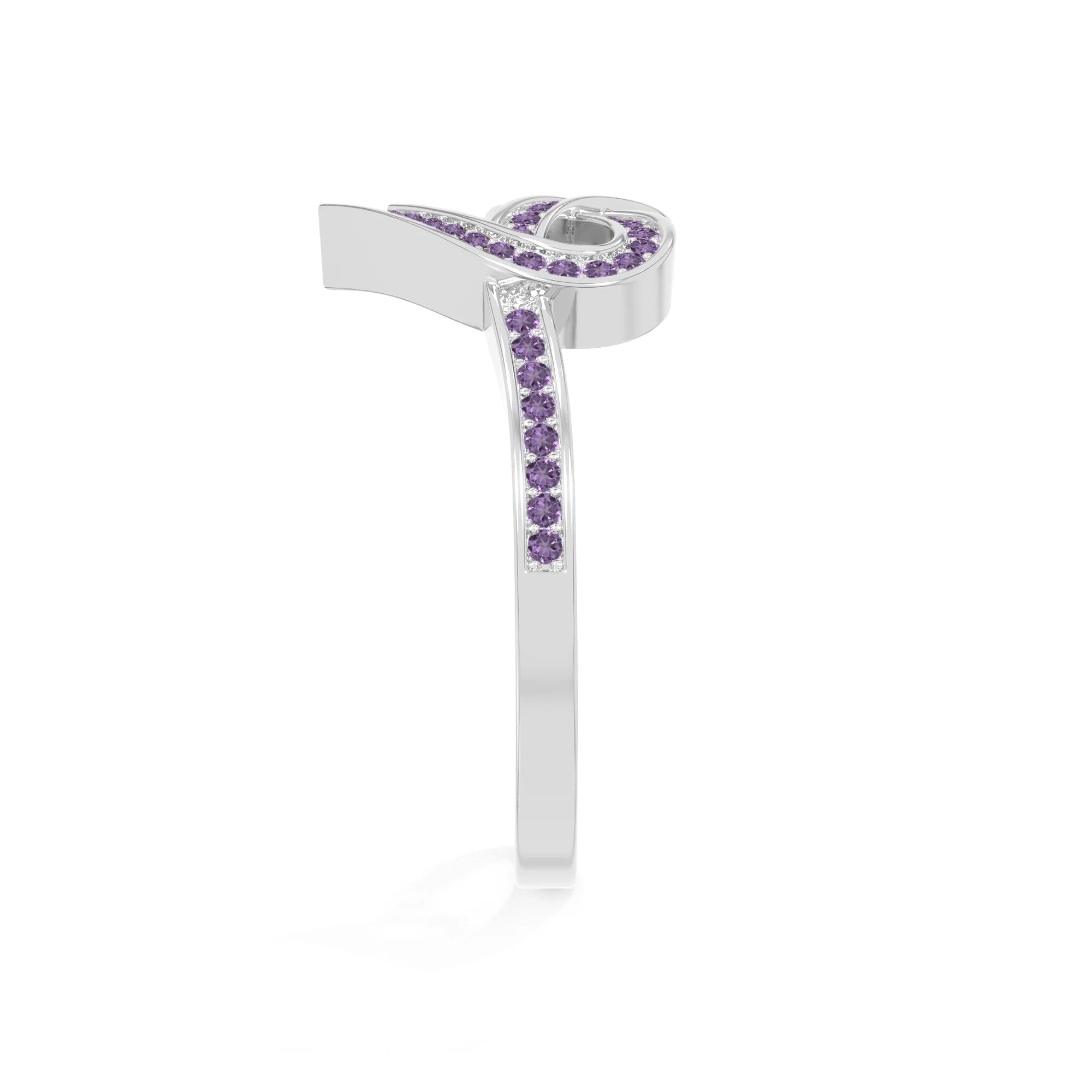 natural amethyst infinity knot heart promise rings in sterling silver 