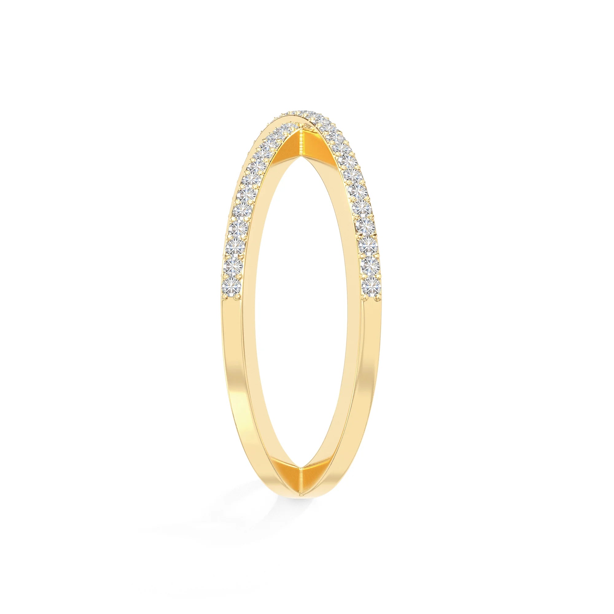 natural moissanite criss cross band rings in yellow gold vermeil