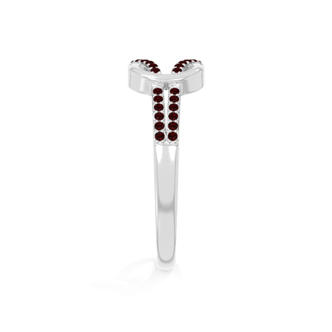natural garnet infinity knot promise rings in sterling silver 