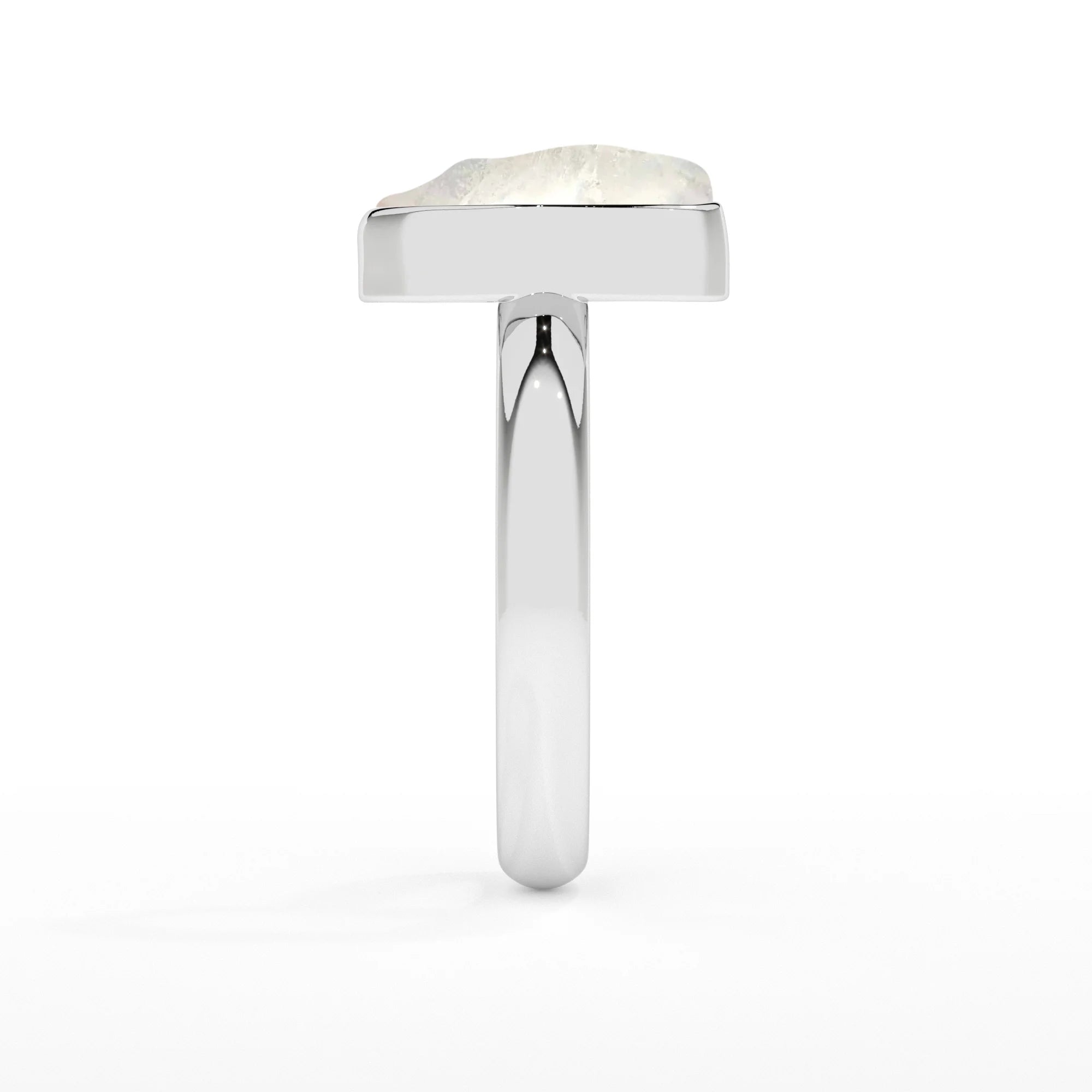 crystal-quartz rough shape stackable bezel-set ring