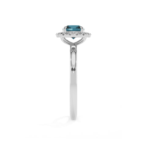 natural london blue topaz cushion halo solitaire engagement ring