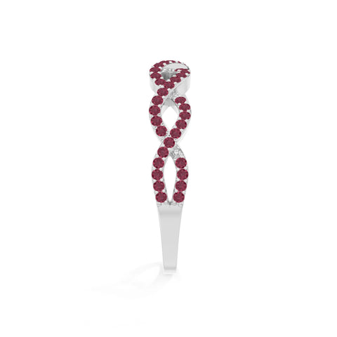 natural ruby twisted wedding band rings in sterling silver 