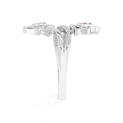 natural garnet lotus blossom rings in sterling silver 