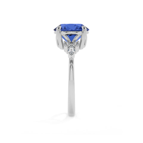 lab-grown blue-sapphire round solitaire engagement ring